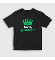Presmono Unisex Çocuk Beyaz Backgammon Master Tavla Ustası Oyun V2 T-Shirt 417328tt (Siyah)