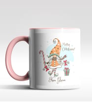 Kişiye Özel Gnome Girl Cüce Tasarımlı Siyah Kupa (Pembe)