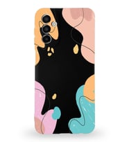 PrintiFy Samsung Galaxy A04s Uyumlu Lansman Kılıf Karışık Renkler Tasarımlı İçi Kadife Kapak (Siyah)