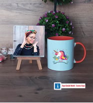 Unicorn Fotoğraflı Dekoratif Taş, Kupa Bardak Beyaz Hediye (Model 13)
