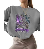 unisex 3 iplik şardonlu Bej erkek kadın Sweatshirt bisiklet yaka kalın Sweatshirt Kara şövalye (Gri)