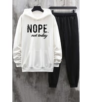 Unisex Nope Baskılı Eşofman Takımı (Beyaz)