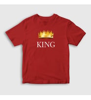 Presmono Unisex Çocuk Beyaz King Kral T-Shirt 381318tt (Kırmızı)