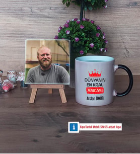 Amcaya Hediye Fotoğraflı Dekoratif Taş, Kupa Bardak Beyaz HediyeBabalar Günü Hediyesi (Model 9)