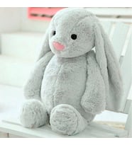 Uyku Arkadaşım PAPYONLU Uzun Kulak Bunny Peluş Tavşan 65 cm (Gri)