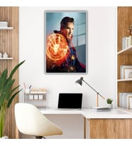 Metal Çerçeveli Temperli Cam Tablo Film Karakteri Doktor Strange (Gümüş)