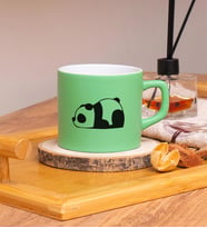 Seraclass Panda Tasarım Renkli Nescafe Fincanları 220 ML (Yeşil)