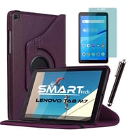 Lenovo Tab M7 7 inç Standlı Tablet Kılıfı Ekran Koruyucu Kalem Set (Mor)