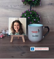 Sekretere Hediye Fotoğraflı Dekoratif Taş, Kupa Bardak Beyaz Hediye (Model 10)