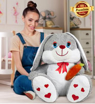 PANDAMKEE 150 Cm Elinde Havuç Tutan Tavşan (Gri)