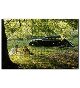 Cakapuzzle Volvo PV36 Carioca İle Bir Çiftin Piknik Keyfi  Puzzle Yapboz MDF (Ahşap) (255 Parça)