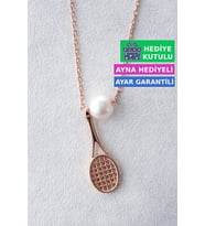 Jewelmim Gümüş İnci Kolye Rose Altın Kaplama Gerçek İncili Bayan Kolye 925 Ayar Kadın Gümüş İnci Kolye (Rose)