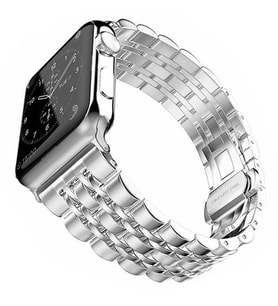 Uyumlu Model Apple Watch 7 8 45mm Kordon Şeritli Metal Kordon 14 (Gümüş)