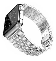 Uyumlu Model Apple Watch 7 8 45mm Kordon Şeritli Metal Kordon 14 (Gümüş)