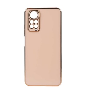 Xiaomi Redmi Note 12 4G Kılıf Kenarları Gold Kamera Korumalı Renkli Pastel Silikon Koyu Yeşil BARK (Rose - Gold)