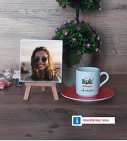 Diyaliz Teknisyeni Fotoğraflı Dekoratif Taş, Ahşap Altlıklı Türk Kahvesi Fincanı Hediye Diyaliz Teknisyenine Hediye (Model 8)