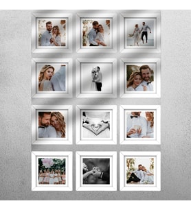 12 adet 15x15 Kare Çerçeve Fotoğraflar Hediye (Beyaz)