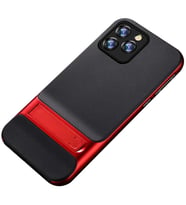 Apple iPhone 12 Pro Max Kılıf Standlı Ultra Koruma Kılıf (Kırmızı)