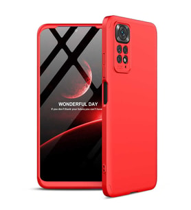 Xiaomi Redmi Note 11S Global Kılıf 3 Parça Slim Sert Silikon Kapak AYS (Kırmızı)