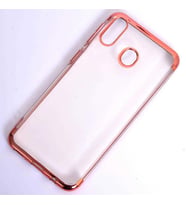 Galaxy M20 Köşeleri Renkli Şeffaf Kamera Korumalı Kılıf (Rose)