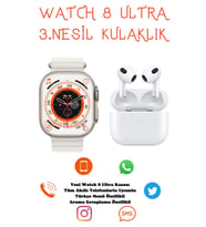Watch 8 Series Watch 8 Ultra 1.99 Ekran T800 Ultra Akıllı Saat + 3. Nesil Kablosuz Bluetooth Kulaklık (Gri)