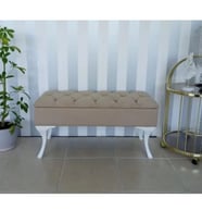 Lüks Yarım Sandıklı Kapitoneli Dekoratif Puf Bench 120cm (Vizon)