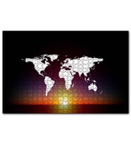 Cakapuzzle Günbatımı ve Dünya Haritası  Puzzle Yapboz MDF (Ahşap) (1000 Parça)