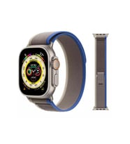 Apple Watch Ultra 49 Mm Uyumlu Trail Loop Kordon Dokuma Hasır Kordon (Mavi-Gri)