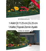 Dekoratif Plastik Bahçe Çiti ve Peyzaj Çiti 1 ADET ÇİT (Y: 25 CM / G: 25 CM) TOPRAK AYAKLI (Yeşil)