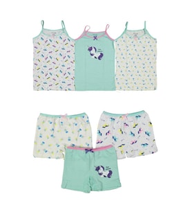 DİAMONDSTAR KIZ 3/12 YAŞ KARIŞIK DESENLİ ATLET VE BOXER SET (Açık Mavi)