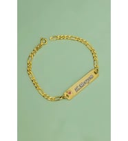 925 Ayar Gümüş Gold Kaplama İsimli Bebek Künyesi (Pembe)