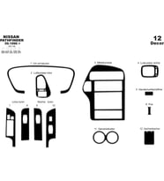 Meriç® Nissan Pathfinder Ön Torpido Kaplama Maun 12 Parça 1996-2001 (Piano Black)