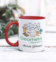 Geometri Öğretmeni Tasarımlı Kişiye Özel Kupa Bardak (Kırmızı)