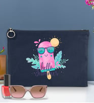 BK Gİft Yaz Temalı-5 Astarlı Portföy Çanta 30x21cm(12 Renk Seçeneği), Baskılı El Çantası, Organizer Çanta (Lacivert)