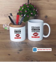 Kadın Öğretmene Hediye Kalemlik, Kupa Bardak T Kişiye Özel Hediye (Model 4)