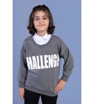 Toontoy Erkek Çocuk Baskılı Gömlek Yaka Sweatshirt (Antrasit Melanj)