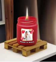 BK Gift Kişiye Özel DTF Fotoğraflı İsimli Renkli Cam Kavanozda Kokulu Mum-1(13 Renk Seçeneği), Arkadaşa Hediye, Sevgiliye Hediye, Doğum Günü Hediyesi (Kırmızı)