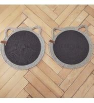 Kedi Evcil Hayvan Mama Paspası / Pamuk Ip Hasır Kedi Mama Altlığı (Kahverengi)