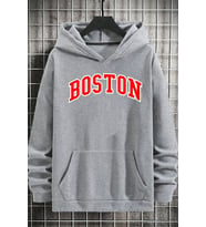 Unisex Boston Baskılı Sweatshirt (Gri)