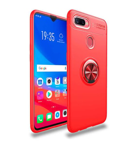 Oppo A7X Kılıf Yüzüklü Magnetli Ravel Case (Kırmızı)