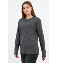 Bisiklet Yaka Likralı Uzun Kollu Kaşkorse Sweatshirt (WK25588) (Antrasit)
