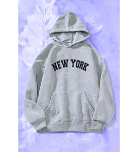 Newyork Baskılı Oversize Sweatshirt (Gri)