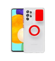 Ally SM Galaxy S21 S30 Ultra Kılıf Sürgülü Kamera Lens Korumalı Yüzük Standlı Silikon Kılıf (Kırmızı)