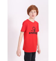Toontoy Unisex Çocuk Baskılı Tişört (Kırmızı)