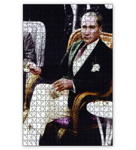Cakapuzzle Mustafa Kemal Atatürk Kahve İçerken Puzzle Yapboz MDF (Ahşap) (500 Parça)