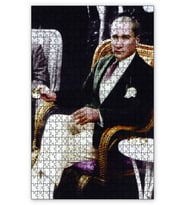 Cakapuzzle Mustafa Kemal Atatürk Kahve İçerken Puzzle Yapboz MDF (Ahşap) (500 Parça)