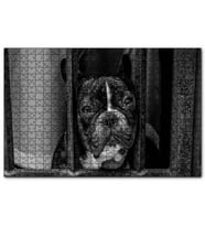Cakapuzzle Buldog Köpek Irkı Parmaklıklar Ardında Görseli  Puzzle Yapboz MDF (Ahşap) (255 Parça)