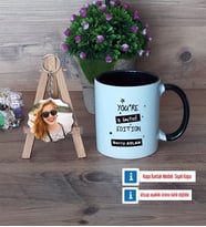Arkadaşa Hediye Kupa Bardak Beyaz ve Fotoğraflı Ahşap Anahtarlık Hediye Doğum Günü Hediyesi (Model 11)