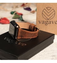 vagave Apple Watch Kadın Crazy Deri Kordon İsme Özel 3-4-5-6-7 / 42&44mm (Taba)