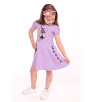 Toontoy Kız Çocuk Bisiklet Yaka Zebra Baskılı Elbise (Lila)
